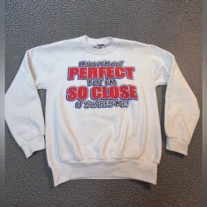 Jerzees Long Sleeve Sweatshirt Girls Size Large White With GraphicPrint Vintage